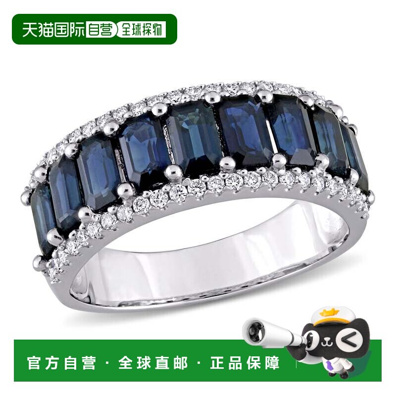 自营mimi & max14K 白金 3 1/7 CT TGW 蓝宝石和 1/3 CT TW 钻石