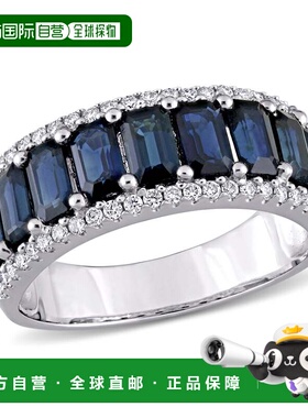 自营mimi & max14K 白金 3 1/7 CT TGW 蓝宝石和 1/3 CT TW 钻石