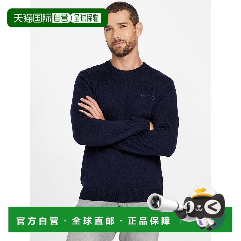 自营guessKalt Woven Crewneck Sweater - blackened blue 美国奥