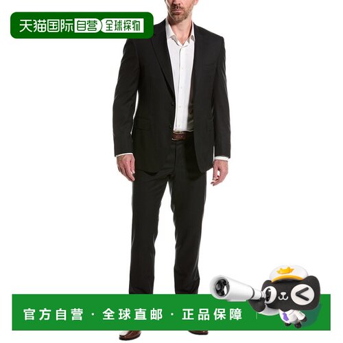 自营Canali羊毛西装搭配前平底裤-灰色 美国奥莱直发