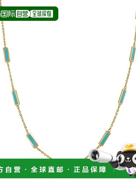 自营 sabrina14K 金站条形绿松石项链可调节 16-18 英寸 - 黄金