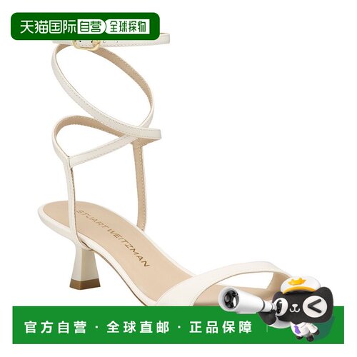 自营Stuart Weitzman Nudist Wrap 50皮革凉鞋-白色 美国奥莱直发