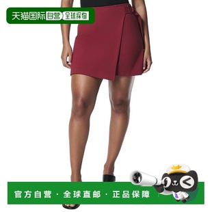 红色 Wrap迷你裙提花 美国奥莱直发半身裙 Ponte 自营SPANX