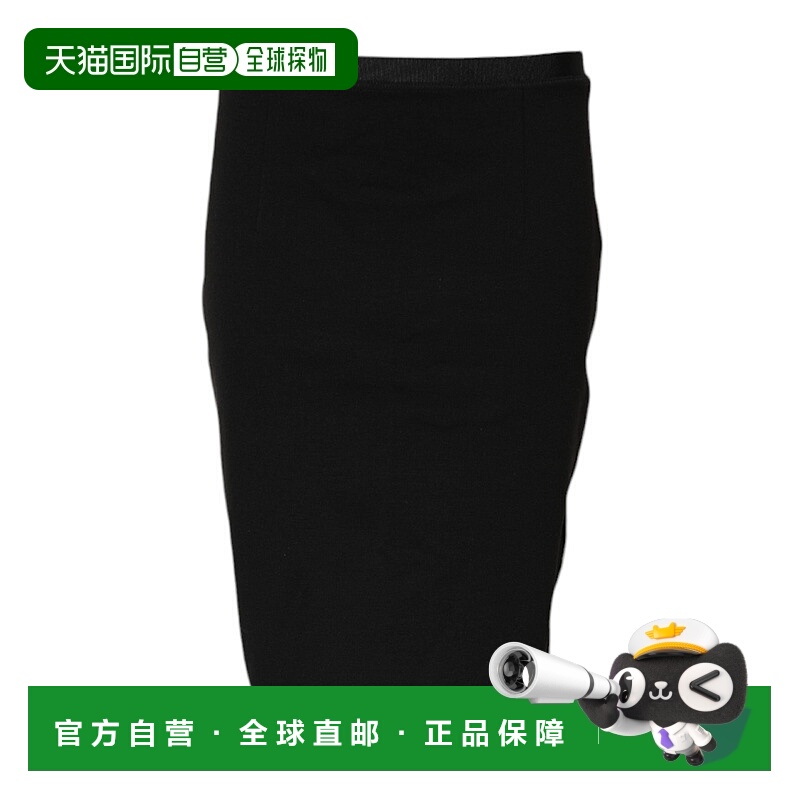 自营GF Ferre涤纶铅笔剪裁及膝短裙-黑色 美国奥莱直发