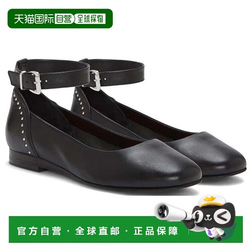 自营Lucky Brand Melsin女士黑色人造皮革踝带平底鞋HTAT1189-黑