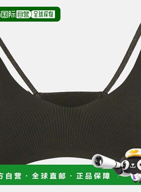 自营Jacquemus Black Rib Knit Le Bandeau Bralette Top - black