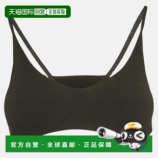 自营Jacquemus Black Rib Knit Le Bandeau Bralette Top - black