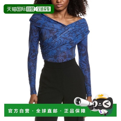 自营Avec Les Filles Printed Blouson Bodysuit - blue 美国奥莱