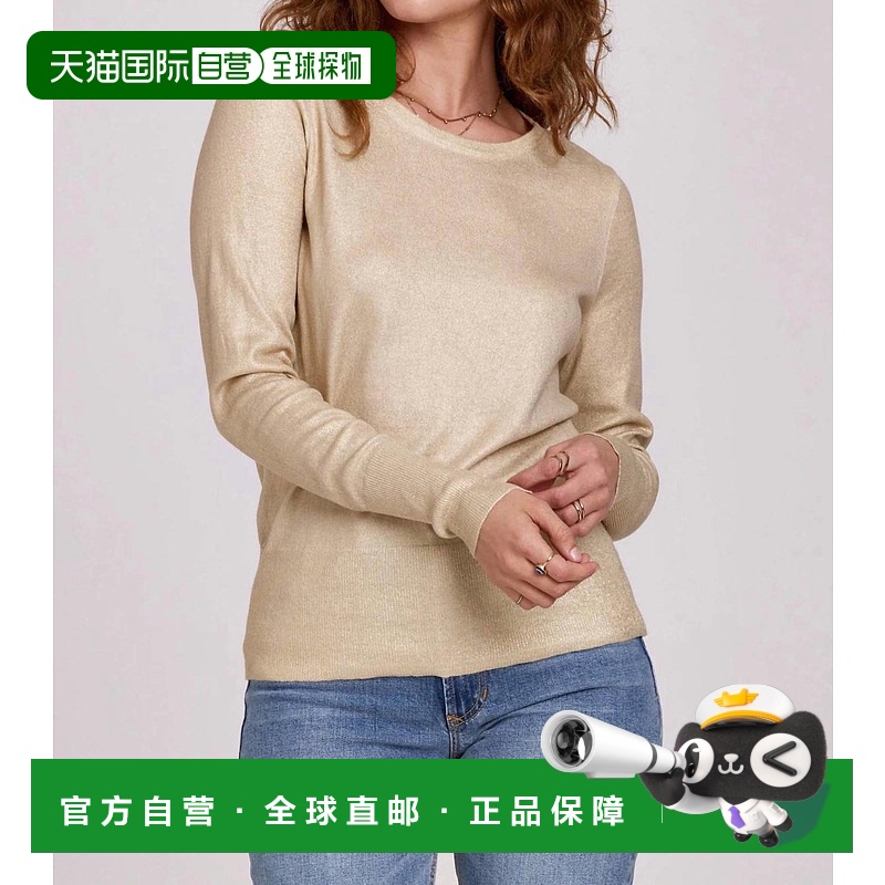 自营 another loveGretchen Gilded Sweater Top In Gold Foil -