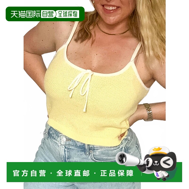 自营 le lis黄色女式奶油色Dreams毛衣背心 美国奥莱直发性感吊带