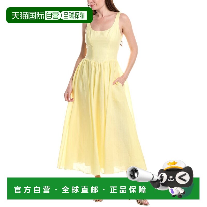 自营Bardot Lawrence Scoop领长裙-黄色 美国奥莱直发连衣裙吊带