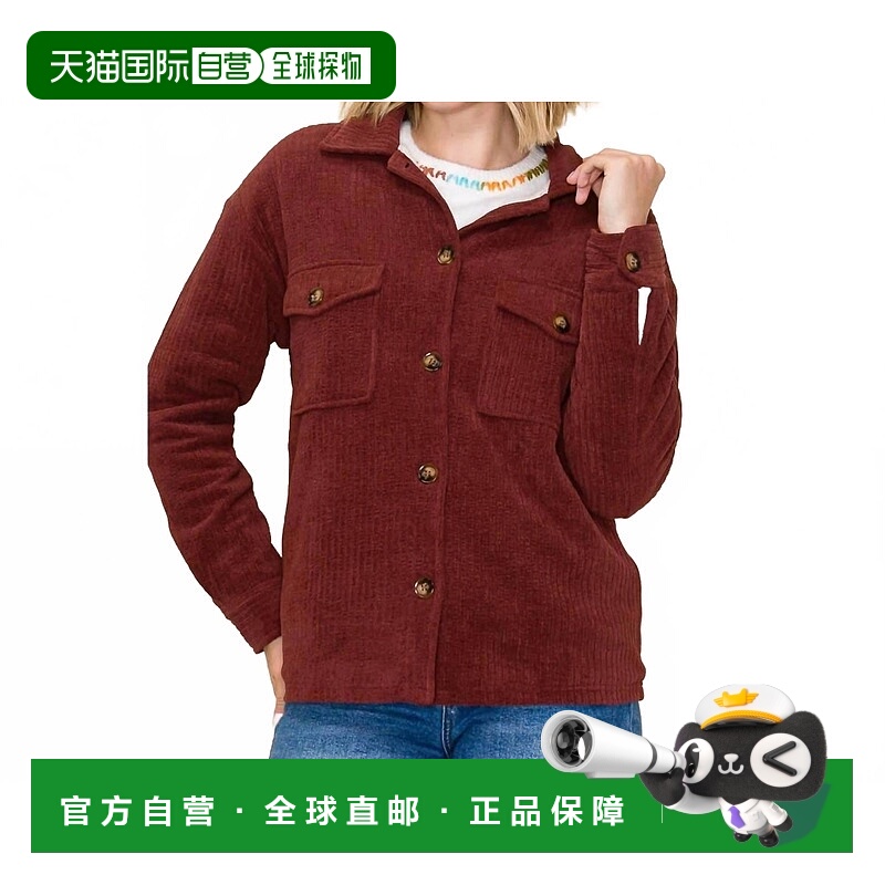 自营staccatoFur Lined Corduroy Jacket In Burgundy - burgundy