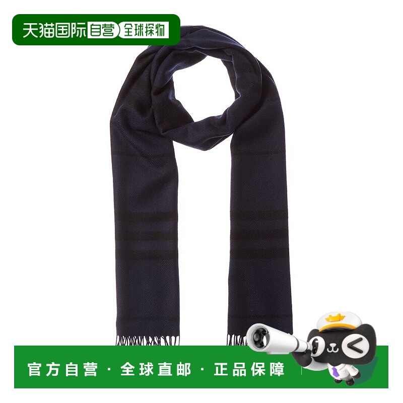 自营Burberry Check Wool Scarf - blue 美国奥莱直发