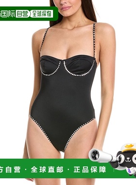 自营Milly 铆钉钢圈连体泳衣 - 黑色 新款 美国奥莱直发