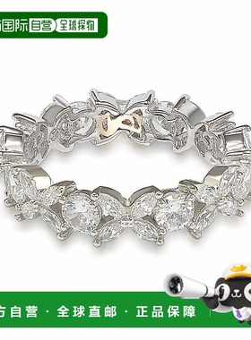 自营 Suzy Levian 纯银立方氧化锆花卉永恒戒指 - 白色 美国奥莱