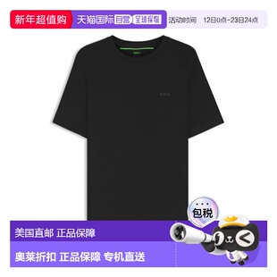 自营bossLogo-detail T-shirt in a slim fit - black 美国奥莱直