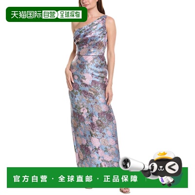 自营Rene Ruiz单肩花卉Fil Coupe Colmann礼服-紫色 美国奥莱直发