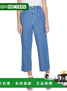 自营 L'AGENCE Zayne高腰牛仔条纹直筒裤-蓝色 美国奥莱直发
