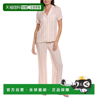 自营Splendid 2pc Woven Notch Pajama Pant Set - pink 美国奥莱