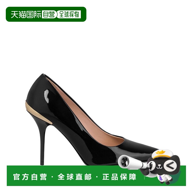 自营love moschinoMid-Heel Black Pumps With Glossy Calf Leath