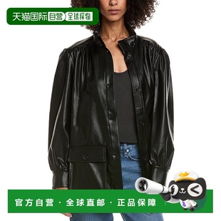 自营bardot芭铎克莱门茨纯素皮夹克-黑色 美国奥莱直发