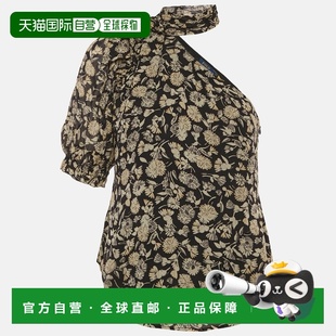 自营Polo Ralph Lauren Black Floral Print One Shoulder Blouse