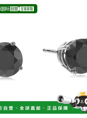 自营 vir jewels1.50 克拉黑色钻石耳钉 14K 白金圆形后推式 4 爪