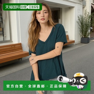 海洋蓝绿色 自营project V领T恤 t击倒式 美国奥莱直发 social