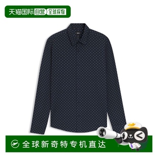 深蓝色 自营 采用印花高性能弹性意大利面料 boss修身 美国 衬衫