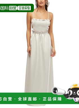 自营 WeWoreWhat 荷叶边围兜长裙 - 白色 美国奥莱直发连衣裙