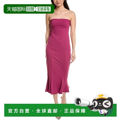 自营susana monaco Tube Trumpet Midi Dress - pink 美国奥莱直