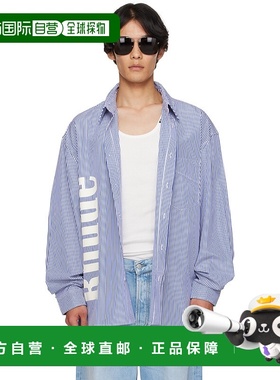 1h可退 香港直邮潮奢 Rhude 男士 蓝色 & 白色 Side Logo 衬衫 RH