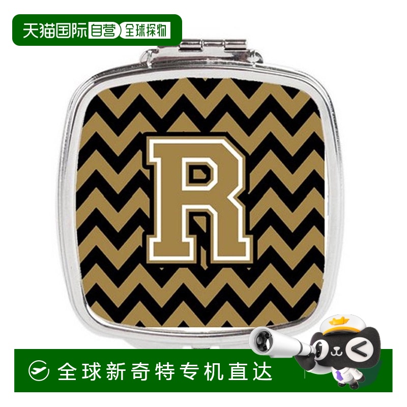 自营Carolines Treasures CJ1050-RSCM字母 R雪佛龙黑色和金色&