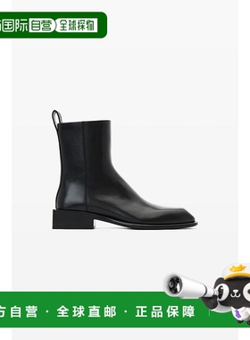 【美国直邮】alexander wang throttle 黑色方头牛真皮踝靴 女鞋