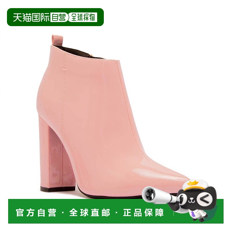 自营qupidWomen's Glossy Patent Leather Booties In Light Pink