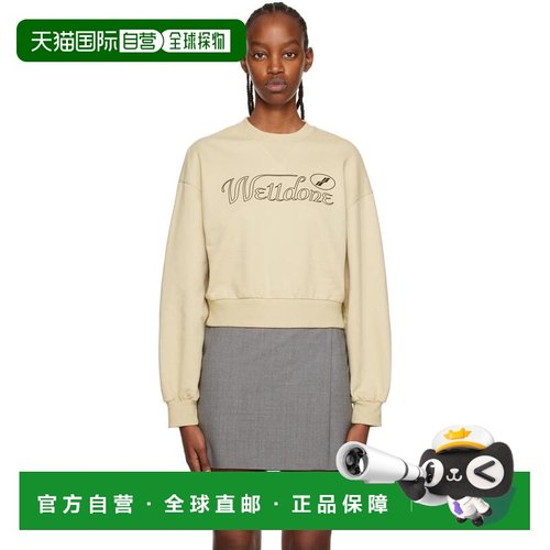 1h可退 【美国直邮】we11done 米色 Cursive Crop 套头衫 女装 女