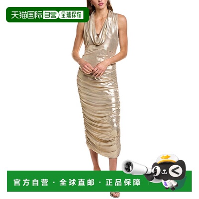 自营Carla Ruiz Metallic Cowl Neck Midi Dress - metallic 美国
