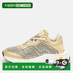 自营Versace Gold Glitter And Leather Trigreca Lace Up Sneake