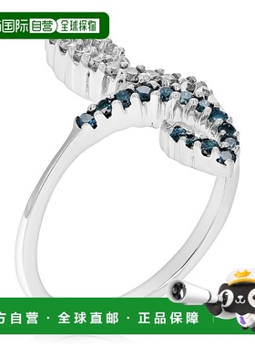 自营 vir jewels 2/5 cttw 蓝色钻石戒指时尚圆形 10K 白金 - 白