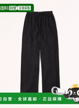 自营Abercrombie & Fitch Pants Women's  Black Wide Leg Drawst