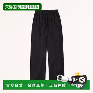 自营Abercrombie & Fitch Pants Women's  Black Wide Leg Drawst