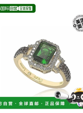 自营 Suzy Levian Golden Sterling Silver Emerald-Cut Green an