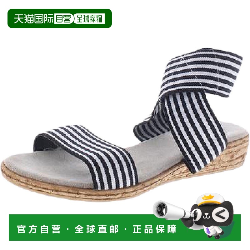 自营charleston shoe co.Benjamin女式露趾脚踝楔形凉鞋-黑色bi