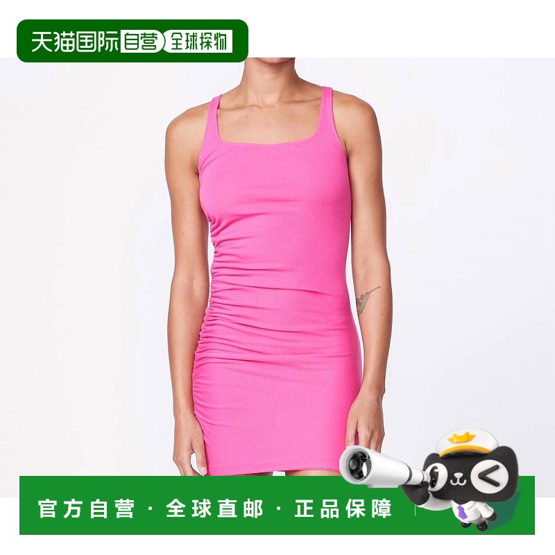 自营monrow粉红色女式罗纹迷你连衣裙 美国奥莱直发包臀裙