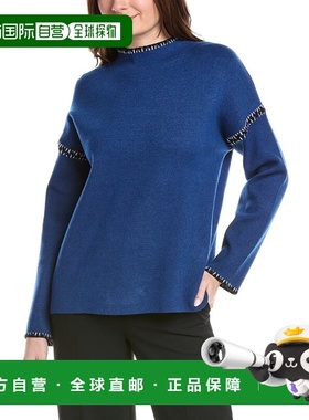 自营T Tahari Novelty Embroidery Stitch Pullover - blue 美国