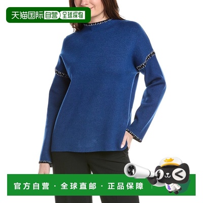 自营T Tahari Novelty Embroidery Stitch Pullover - blue 美国