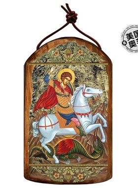 Designocracy 圣乔治木制希腊基督教东正教图标装饰 - 多色 【美