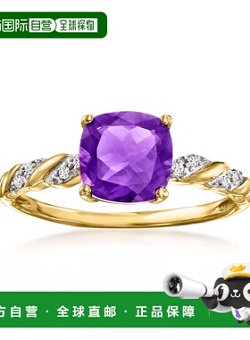 自营Ross-Simons Amethyst Twist Ring With Diamonds in 14kt Ye