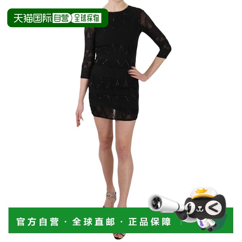 自营John Richmond Silk Sequined Mini Shift Women's Gown - bl