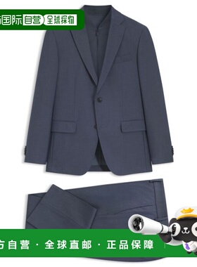 自营bossThree-piece slim-fit suit with zip waistcoat - light